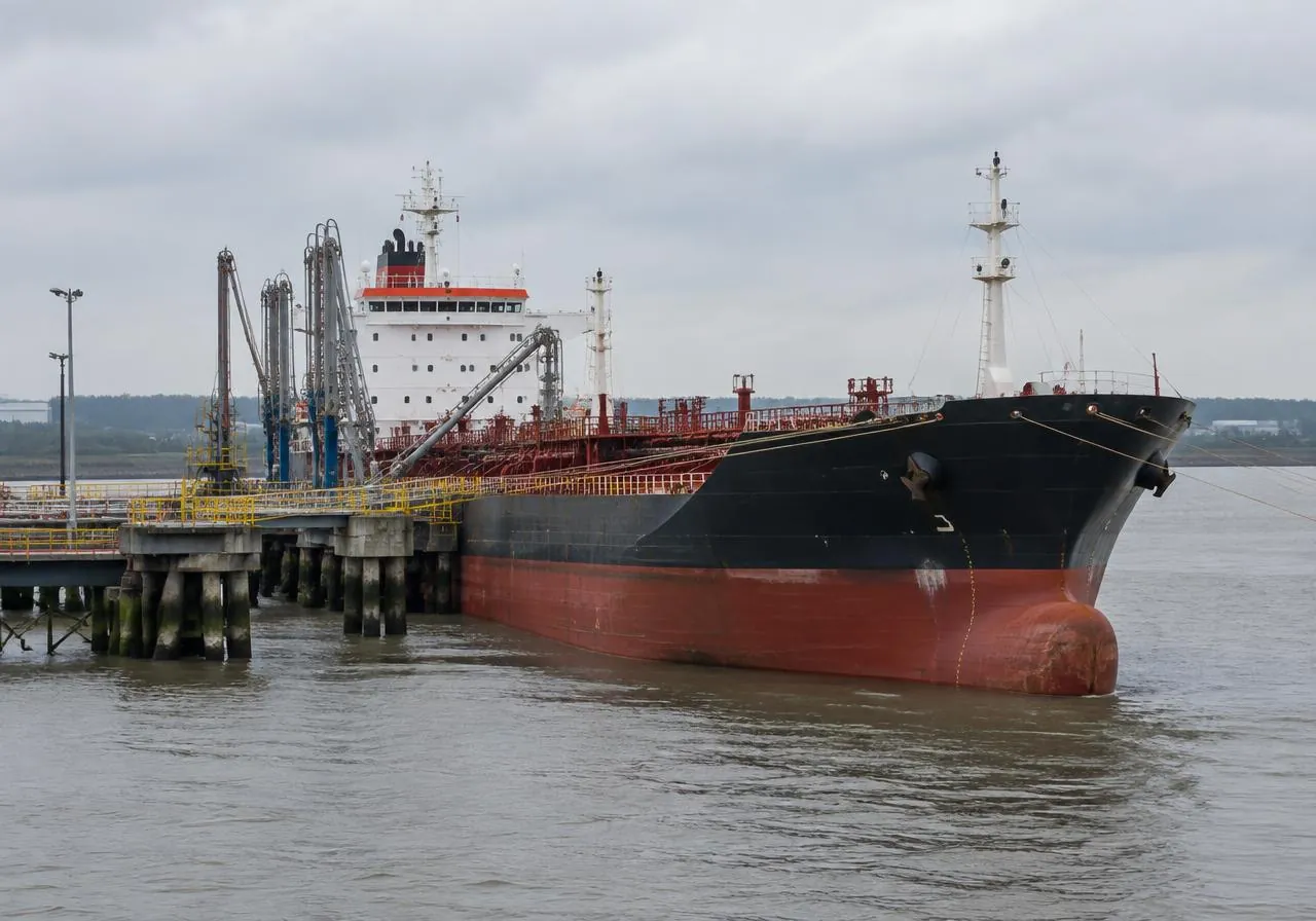 Product tanker alongside a terminal jetty